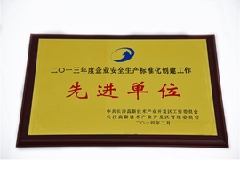 二零一三年度企业安全生产标准化创建工作先进单位